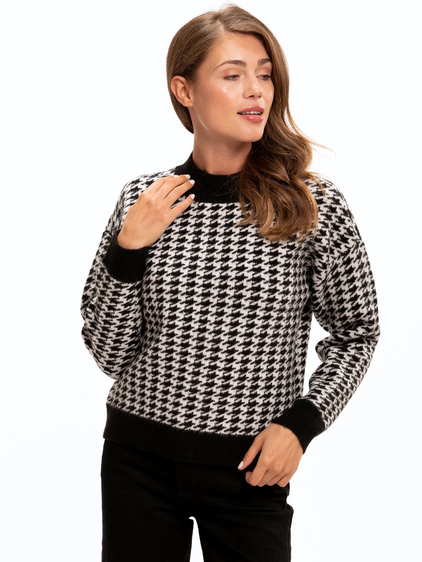 Elexia Houndstooth Sweater Womens Outerwear Sweater Threads 4 Thought 