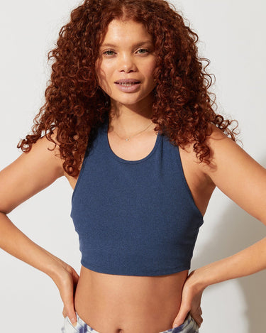 Kensi Rib Sports Bra in Heather Chambray – Threads 4 Thought