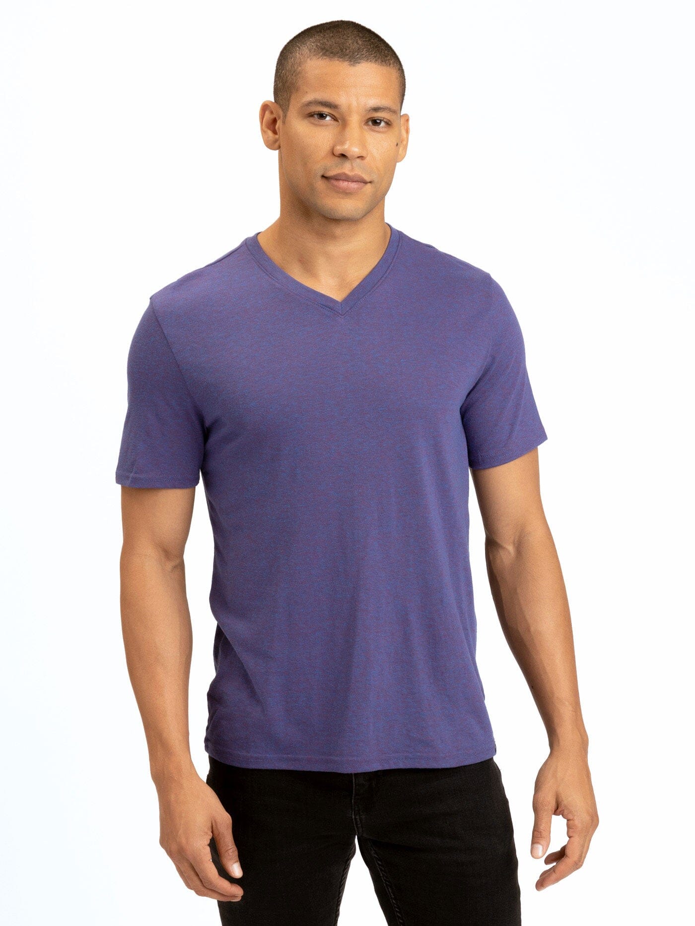 Triblend Short Sleeve V Neck Tee In Multi Purple